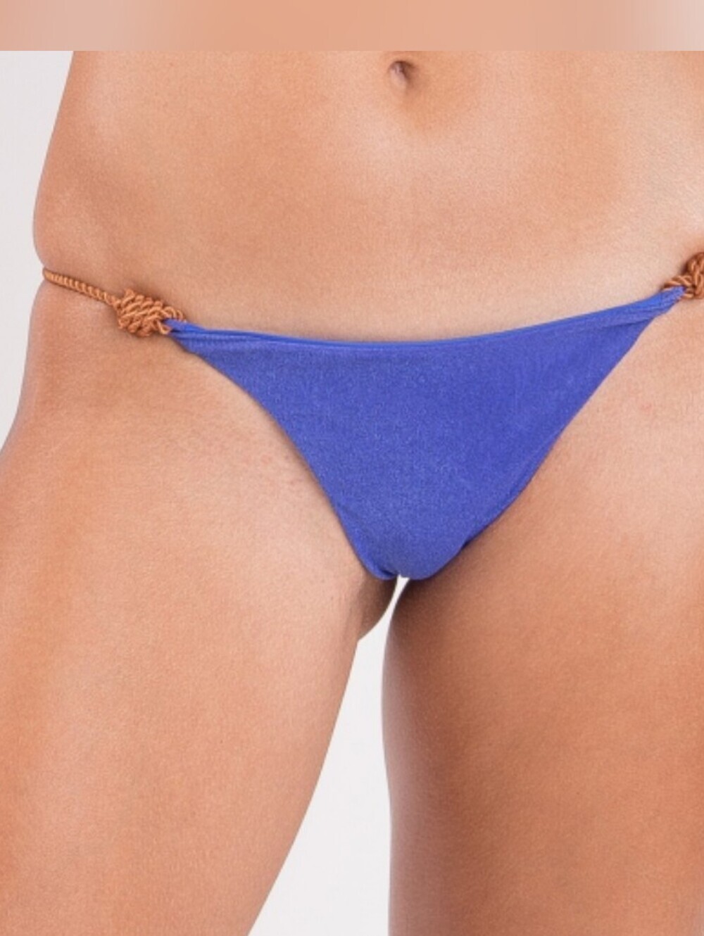 REVOLVE Cobalt Blue Bikini Bottom with Tan Braided Ties